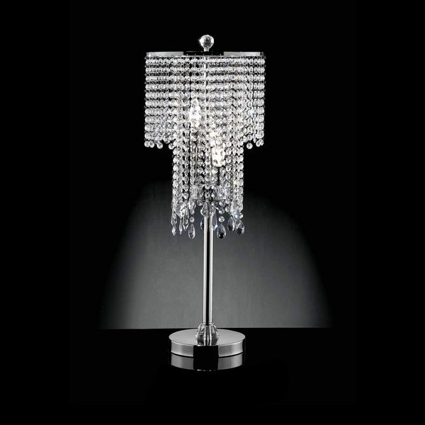Table Lamp with Droplet Crystal Accents and Sleek Support Silver
