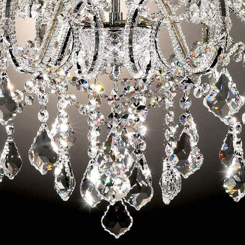 Ceiling Lamp with Scrolled Design and Crystal Droplets Silver-zoom-