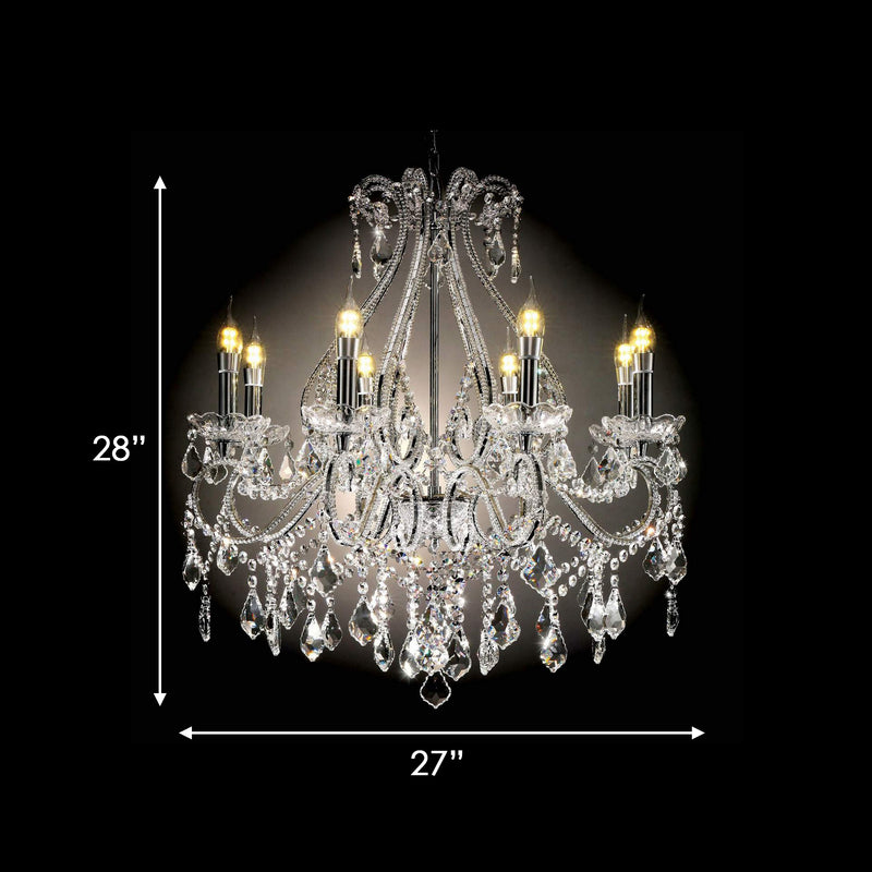 Ceiling Lamp with Scrolled Design and Crystal Droplets Silver-zoom-