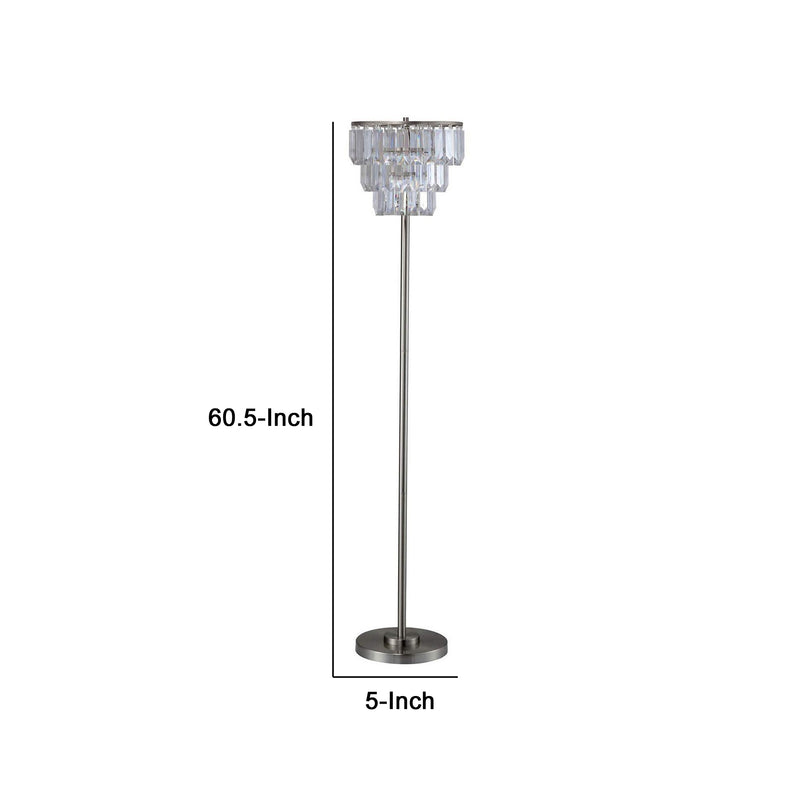 Floor Lamp With Hanging Crystal Droplets Silver-zoom-