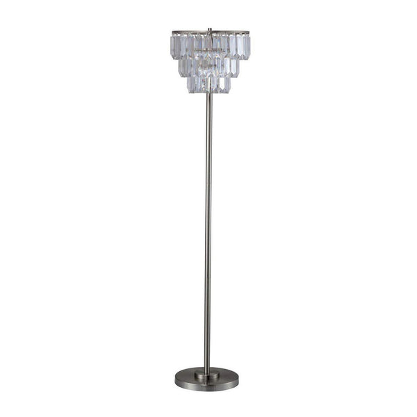 Floor Lamp With Hanging Crystal Droplets Silver