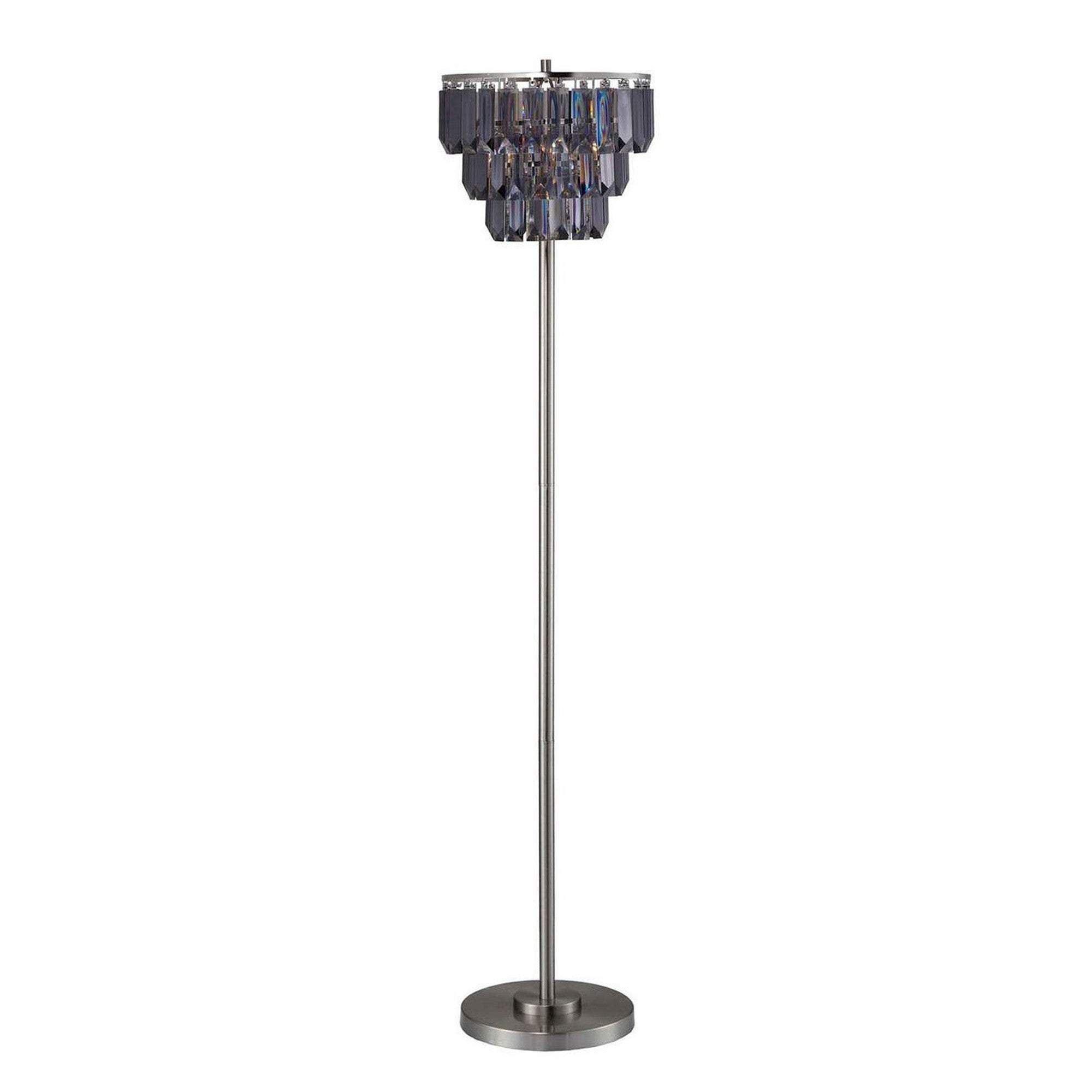 Floor Lamp With Hanging Crystal Droplets Black And Silver-zoom-1