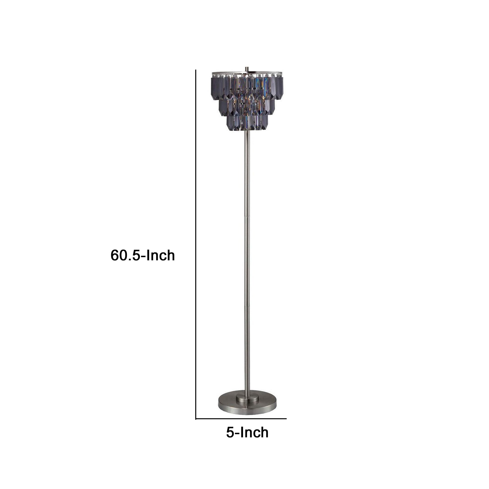 Floor Lamp With Hanging Crystal Droplets Black And Silver-zoom-5
