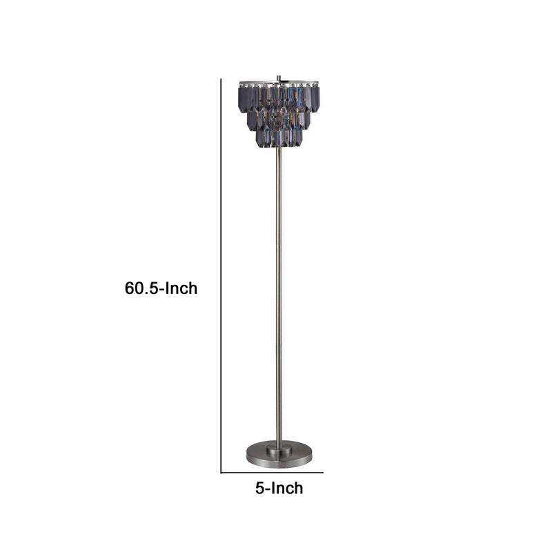 Floor Lamp With Hanging Crystal Droplets Black And Silver-zoom-