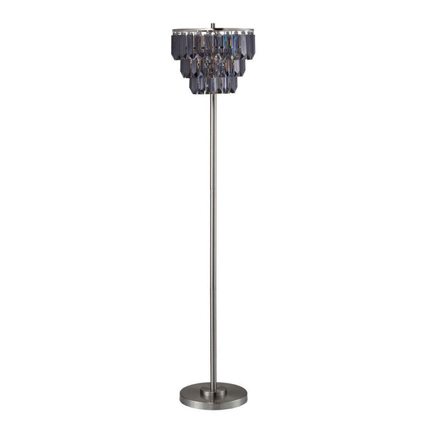 Floor Lamp With Hanging Crystal Droplets Black And Silver
