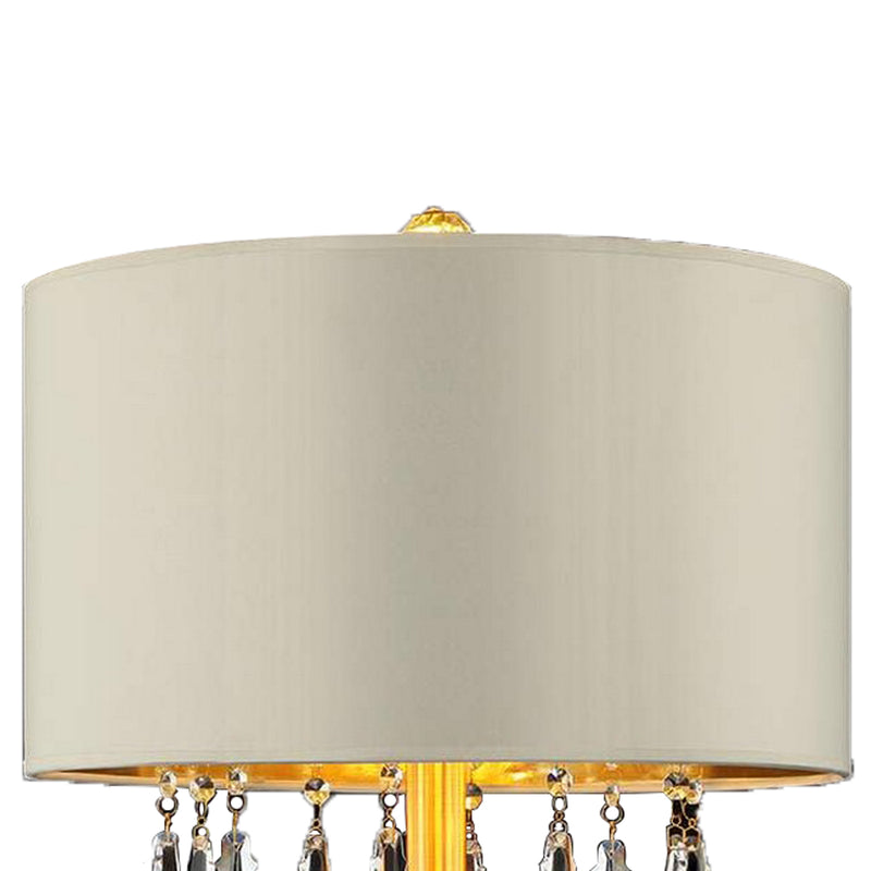 Table Lamp with Hanging and Round Crystals Gold and Cream-zoom-
