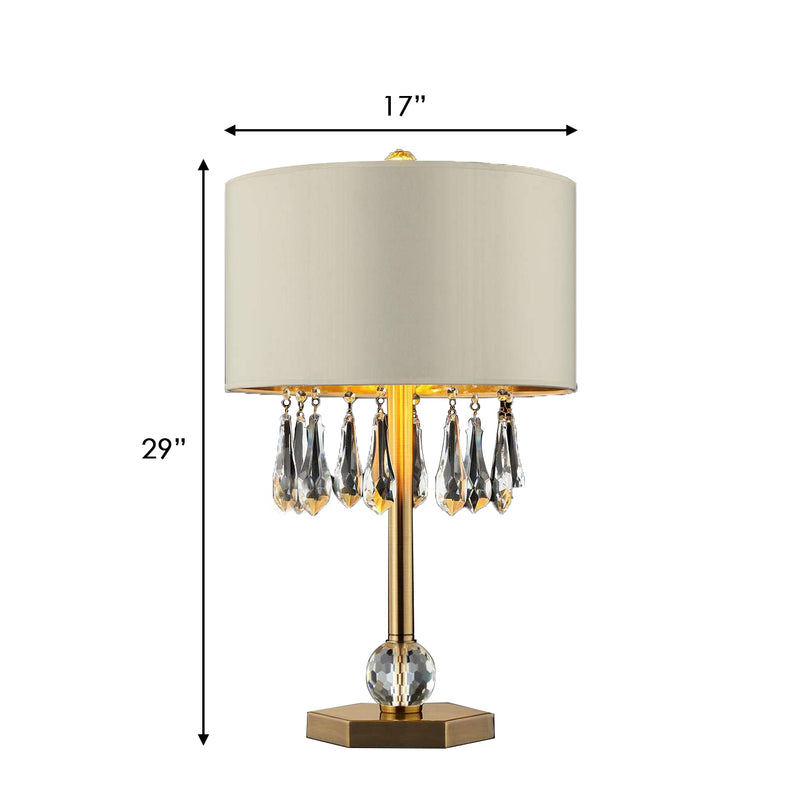Table Lamp with Hanging and Round Crystals Gold and Cream-zoom-