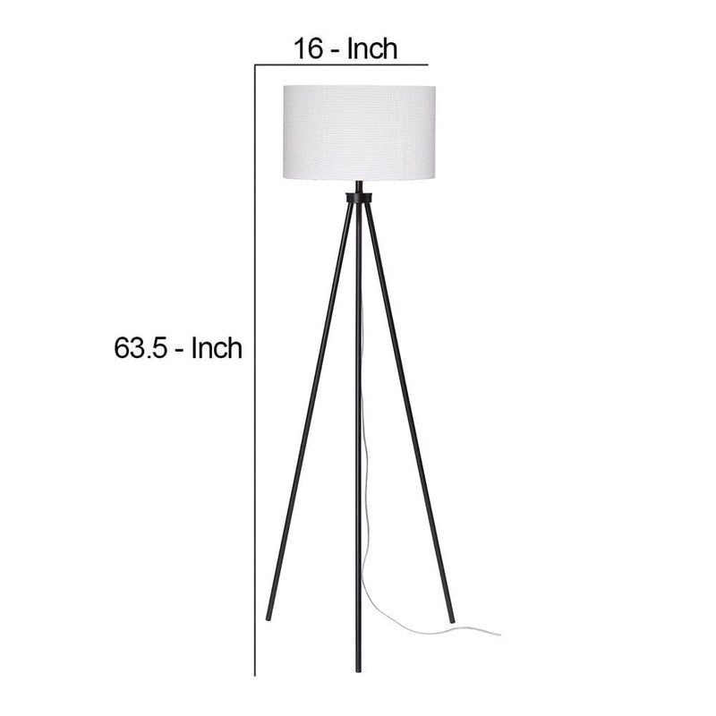 Floor Lamp With Tripod Stand And Round Shade Black-zoom-