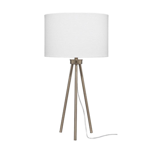 Table Lamp with Tripod Stand and Round Shade Brass