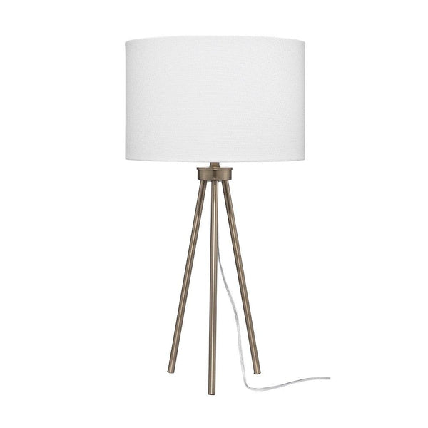 Table Lamp with Tripod Stand and Round Shade Brass