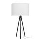 Table Lamp with Tripod Stand and Round Shade Black