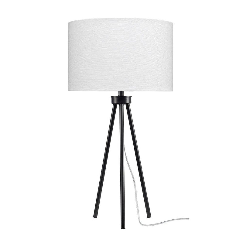 Table Lamp with Tripod Stand and Round Shade Black-zoom-