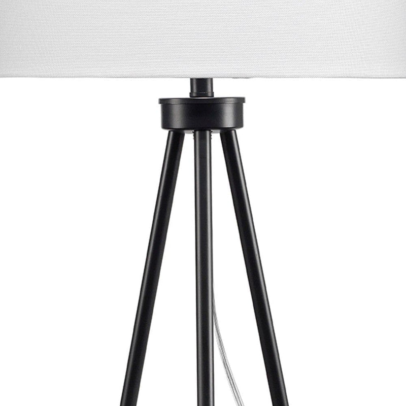 Table Lamp with Tripod Stand and Round Shade Black-zoom-