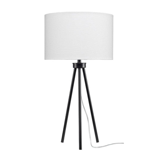 Table Lamp with Tripod Stand and Round Shade Black