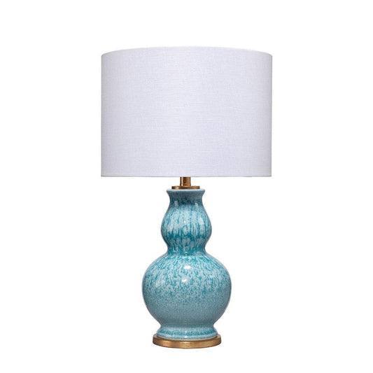 Table Lamp with Ceramic Curved Bellied Base Blue