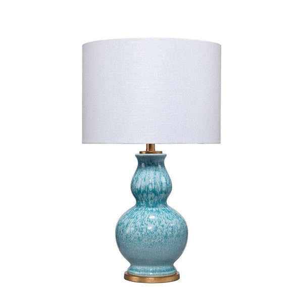 Table Lamp with Ceramic Curved Bellied Base Blue