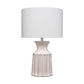 Table Lamp with Ceramic Riged Urn Base and Drum Base White