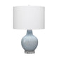 Table Lamp with Drum Shade and Ceramic Bellied Base Blue