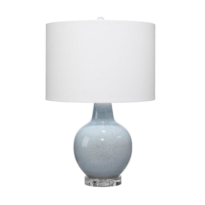 Table Lamp with Drum Shade and Ceramic Bellied Base Blue-zoom-
