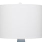 Table Lamp with Drum Shade and Ceramic Bellied Base Blue