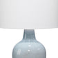 Table Lamp with Drum Shade and Ceramic Bellied Base Blue