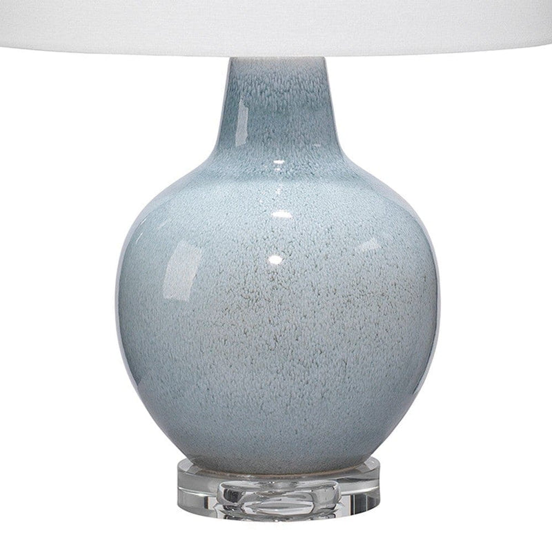 Table Lamp with Drum Shade and Ceramic Bellied Base Blue-zoom-