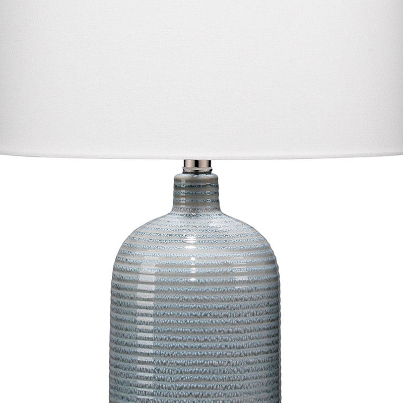 Table Lamp with Ceramic Riged Base and Drum Shade White-zoom-