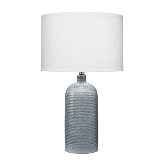 Table Lamp with Ceramic Riged Base and Drum Shade White