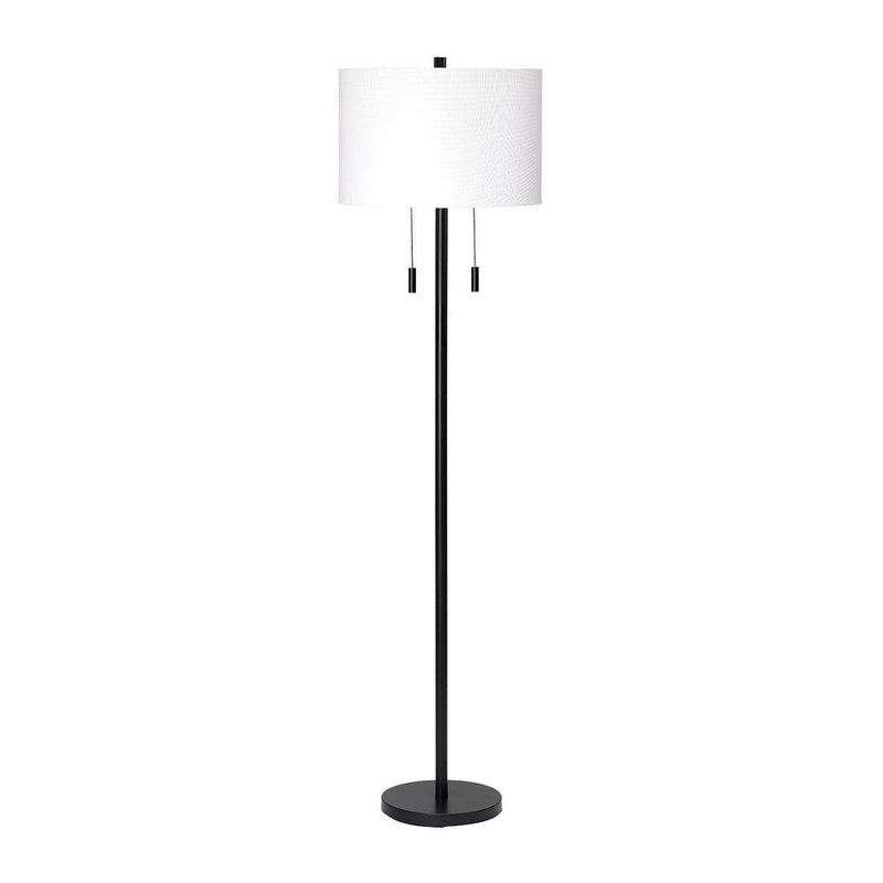 Floor Lamp With Drum Shade And Pull Chain White And Black-zoom-