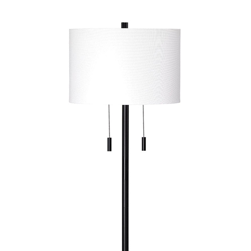 Floor Lamp With Drum Shade And Pull Chain White And Black-zoom-