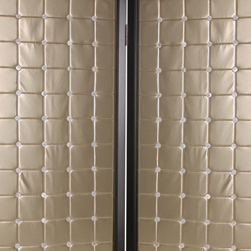Fabric Upholstered Room Divider with Modish Design, Small, Gold and Black-zoom-