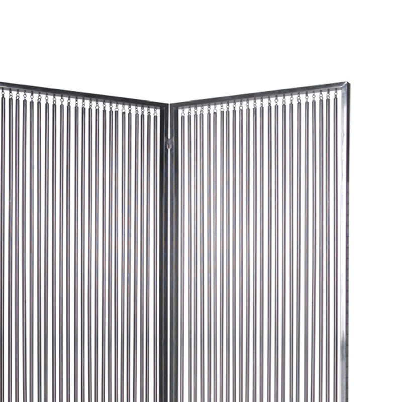 2 Panel Foldable Room Divider with Vertical Metal Design, Small, Silver-zoom-