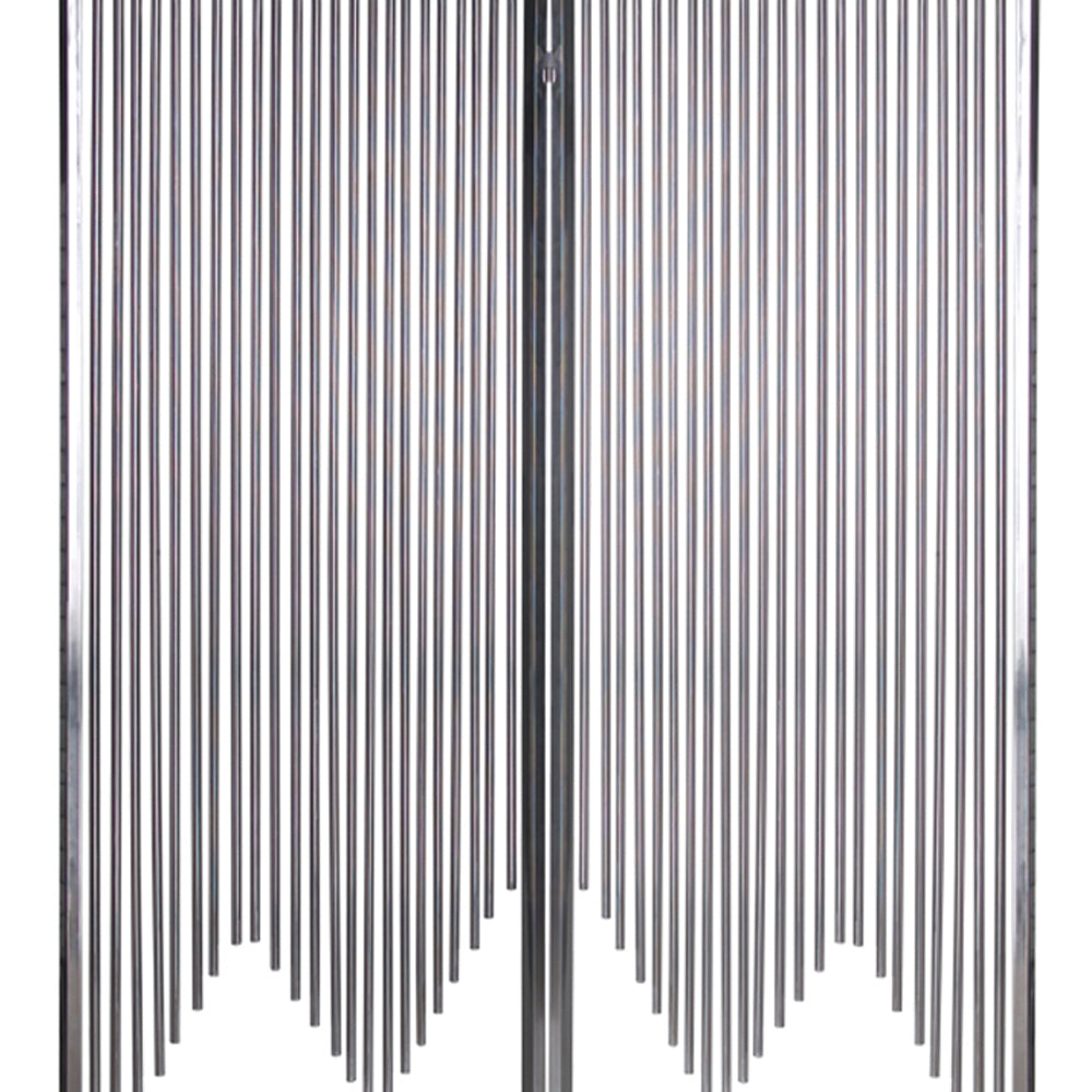 2 Panel Foldable Room Divider with Vertical Metal Design, Small, Silver-zoom-3