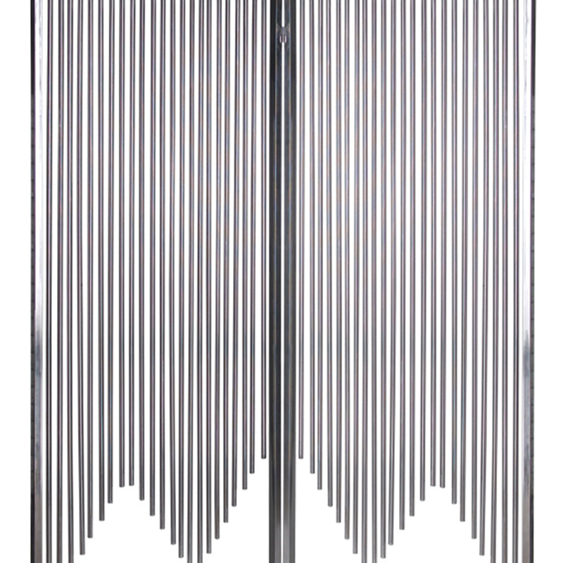 2 Panel Foldable Room Divider with Vertical Metal Design, Small, Silver-zoom-
