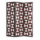 3 Panel Room Divider with Symmetric Triangle Cutout Pattern, Small,Brown