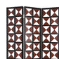 3 Panel Room Divider with Symmetric Triangle Cutout Pattern, Small,Brown