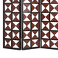 3 Panel Room Divider with Symmetric Triangle Cutout Pattern, Small,Brown