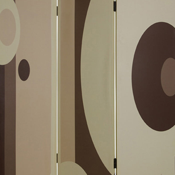 Canvas Print 3 Panel Room Divider with Circle Design, Beige and Brown-zoom-3