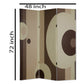 Canvas Print 3 Panel Room Divider with Circle Design, Beige and Brown