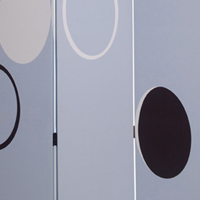 3 Panel Room Divider with Overlapping Circles Pattern, Black and Gray-zoom-4