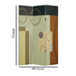 Wooden 3 Panel Canvas Room Divider with Geometric Pattern, Multicolor