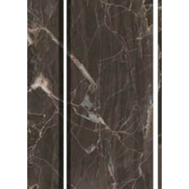 3 Panel Marble Print Canvas Room Divider, Dark Brown-zoom-