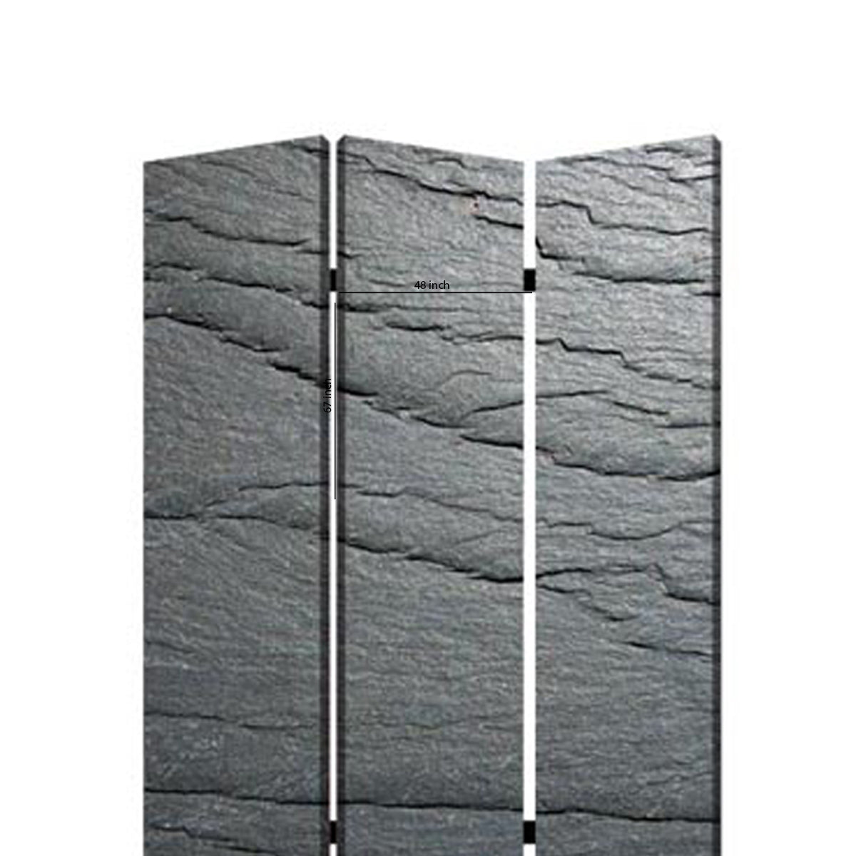 3 Panel Canvas and Metal Frame Room Divider, Slate Gray-zoom-2