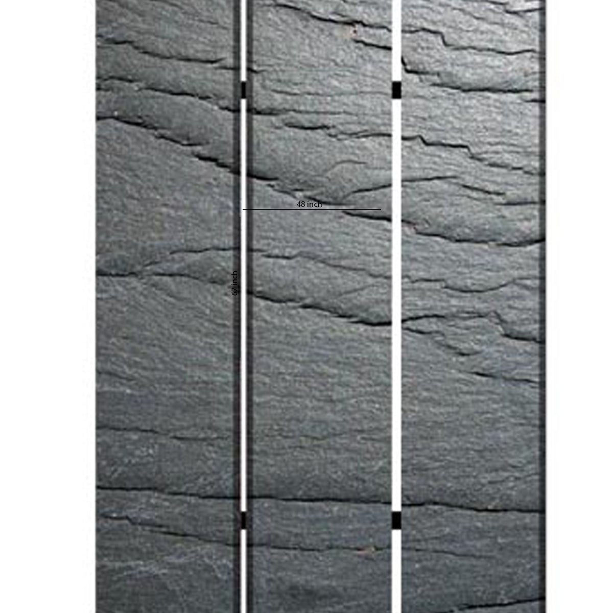 3 Panel Canvas and Metal Frame Room Divider, Slate Gray-zoom-3