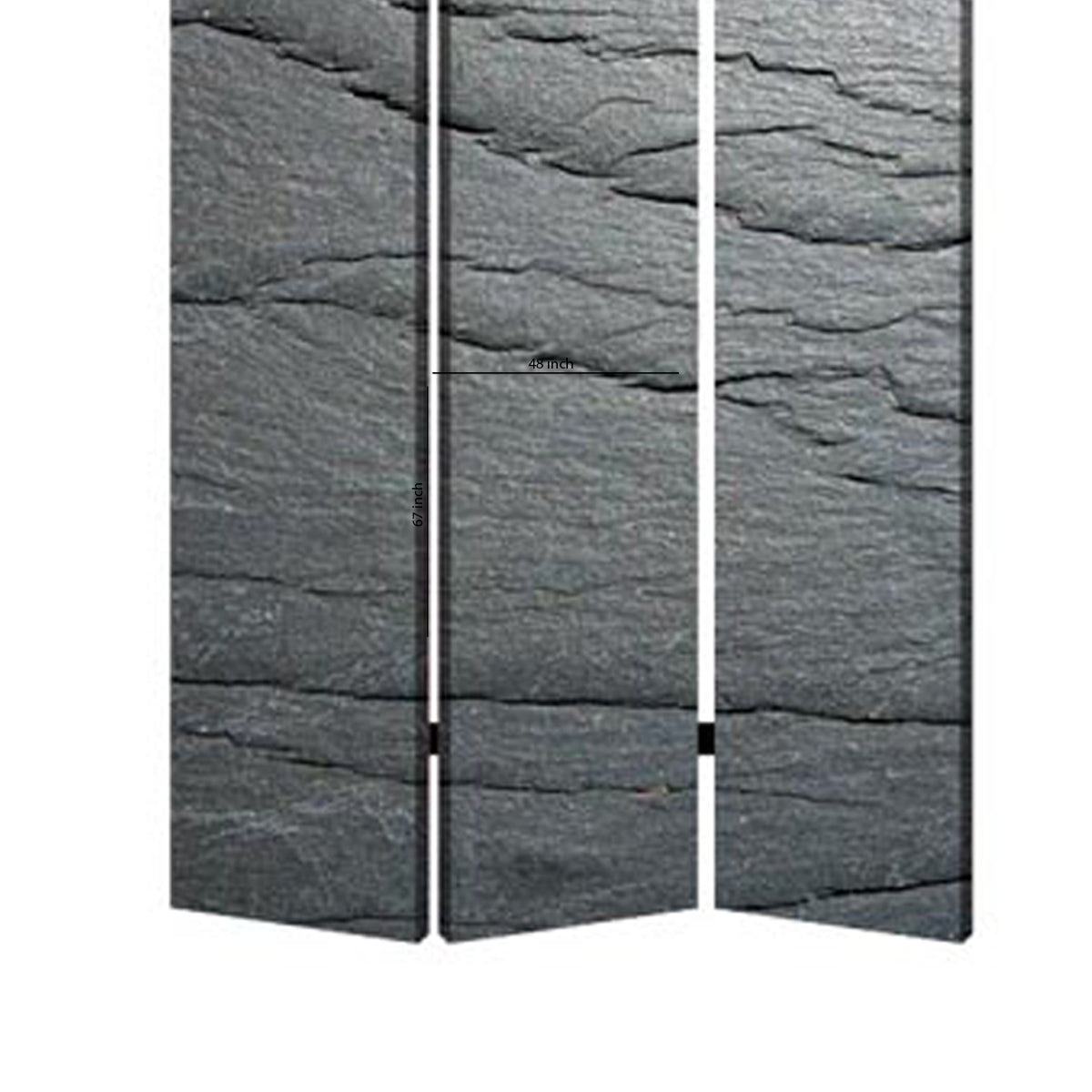 3 Panel Canvas and Metal Frame Room Divider, Slate Gray-zoom-4