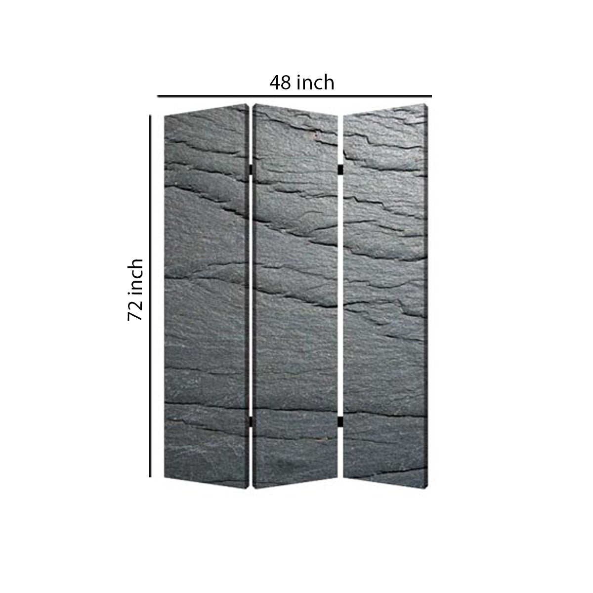 3 Panel Canvas and Metal Frame Room Divider, Slate Gray-zoom-5