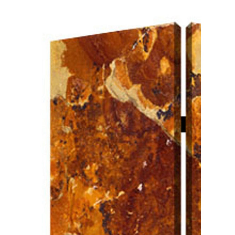 3 Panel Marble Print Foldable Canvas Room Divider, Brown-zoom-