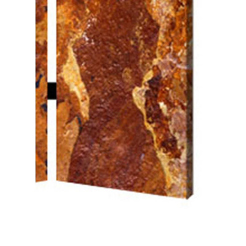 3 Panel Marble Print Foldable Canvas Room Divider, Brown-zoom-