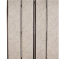 4 Panel Scripted Fabric Wooden Foldable Room Divider, Beige and Brown