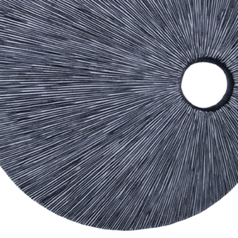 Ribbed Round Sandstone Wall Decor With Cut Out Near The Edge Large Gray-zoom-